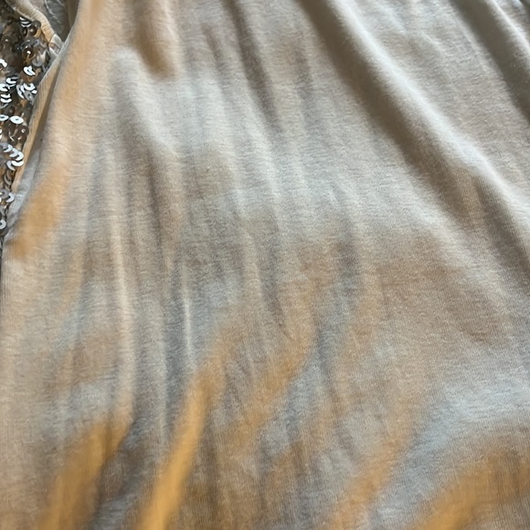 Ladies xs tank sequined front on beige soft cotton tee - Picture 4 of 4